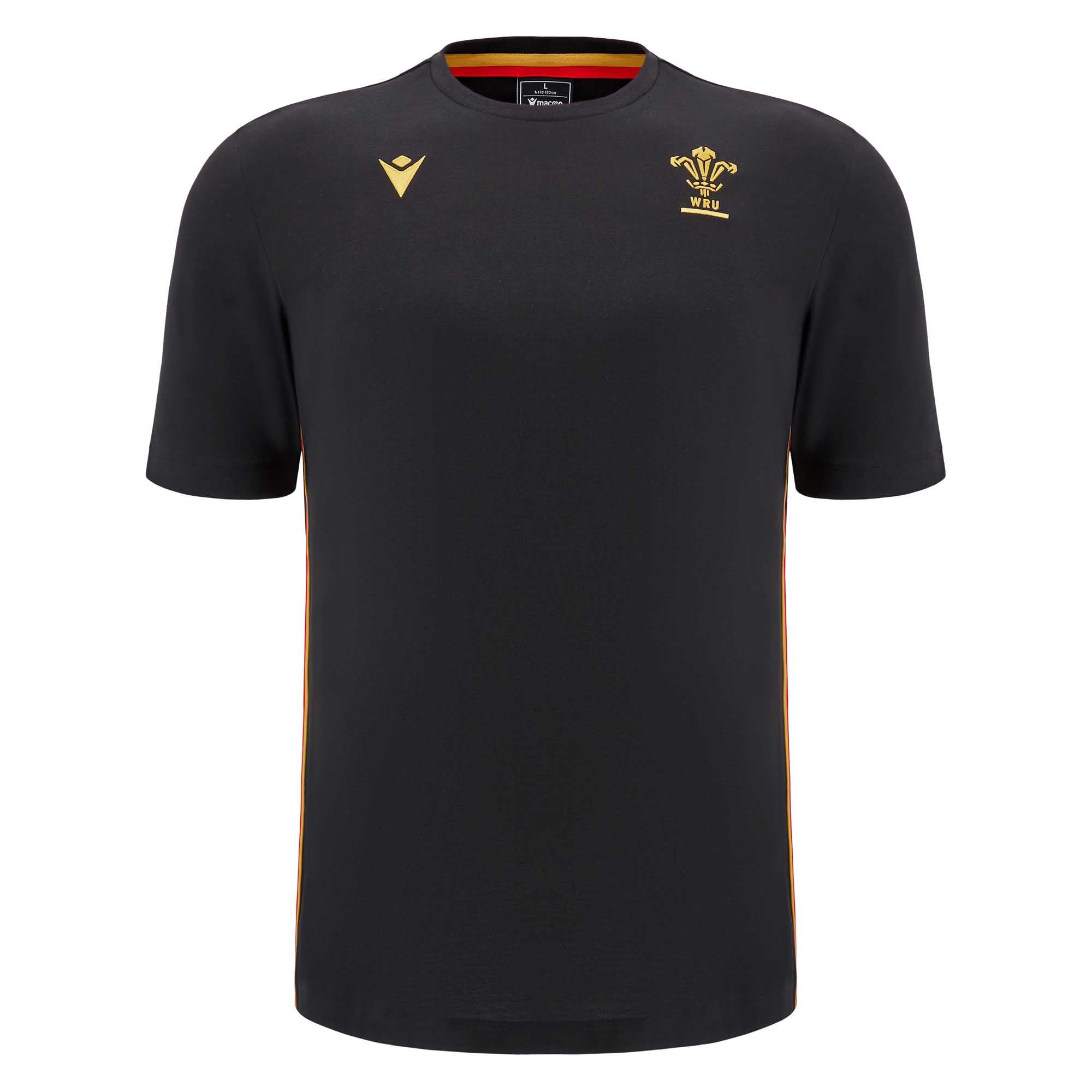 Macron Mens Wales Rugby Cotton T-Shirt 24/25 - Black