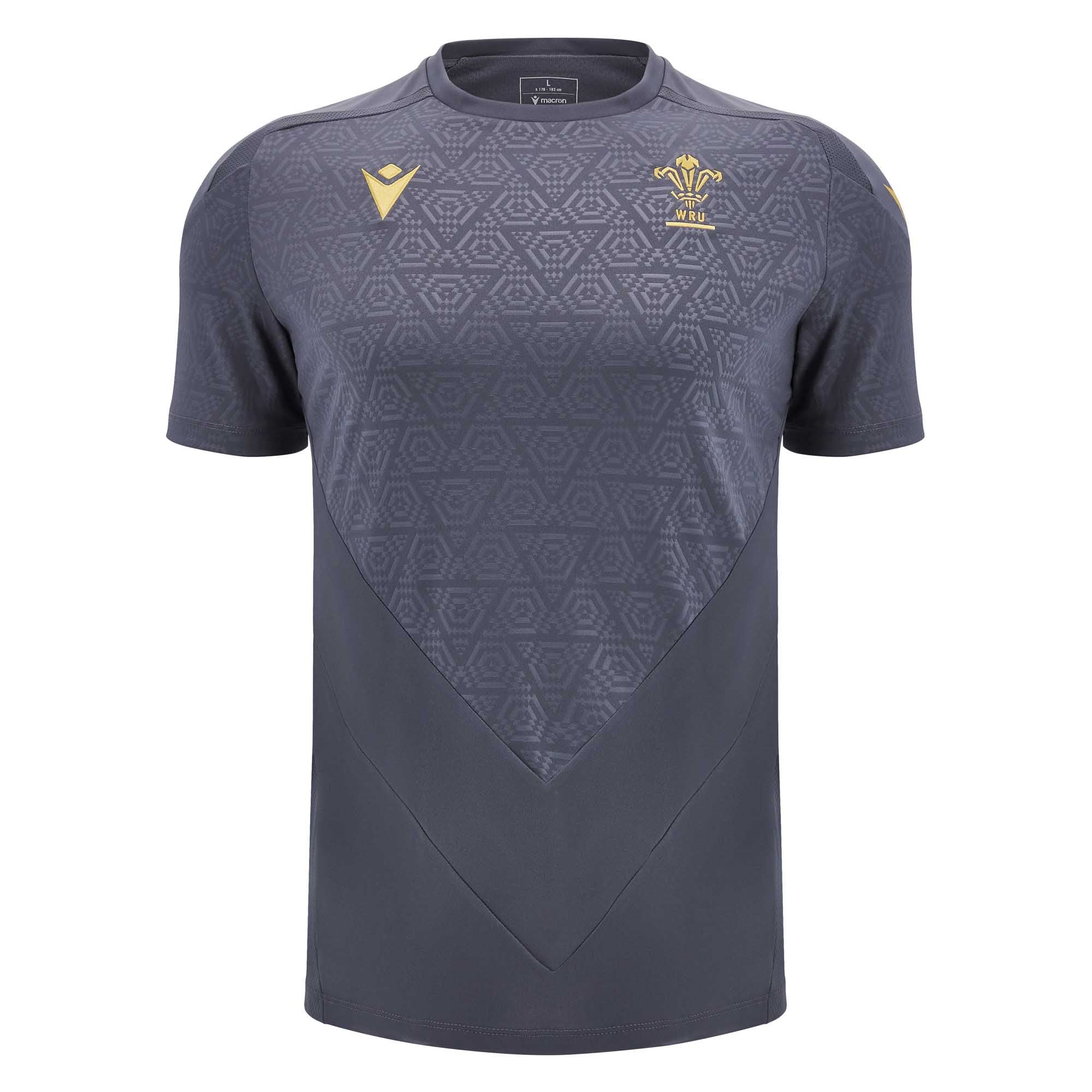 Macron Mens Wales Rugby Training T-Shirt 24/25 - Grey